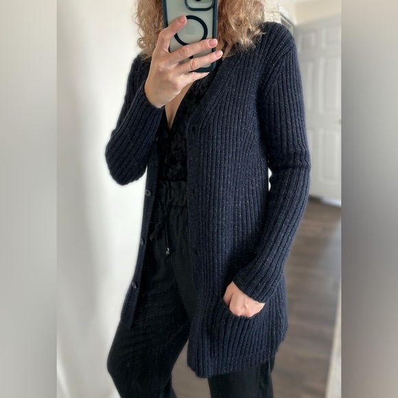 Adrienne Vittadini wool cardigan with lurex size M Black - Picture 8 of 8